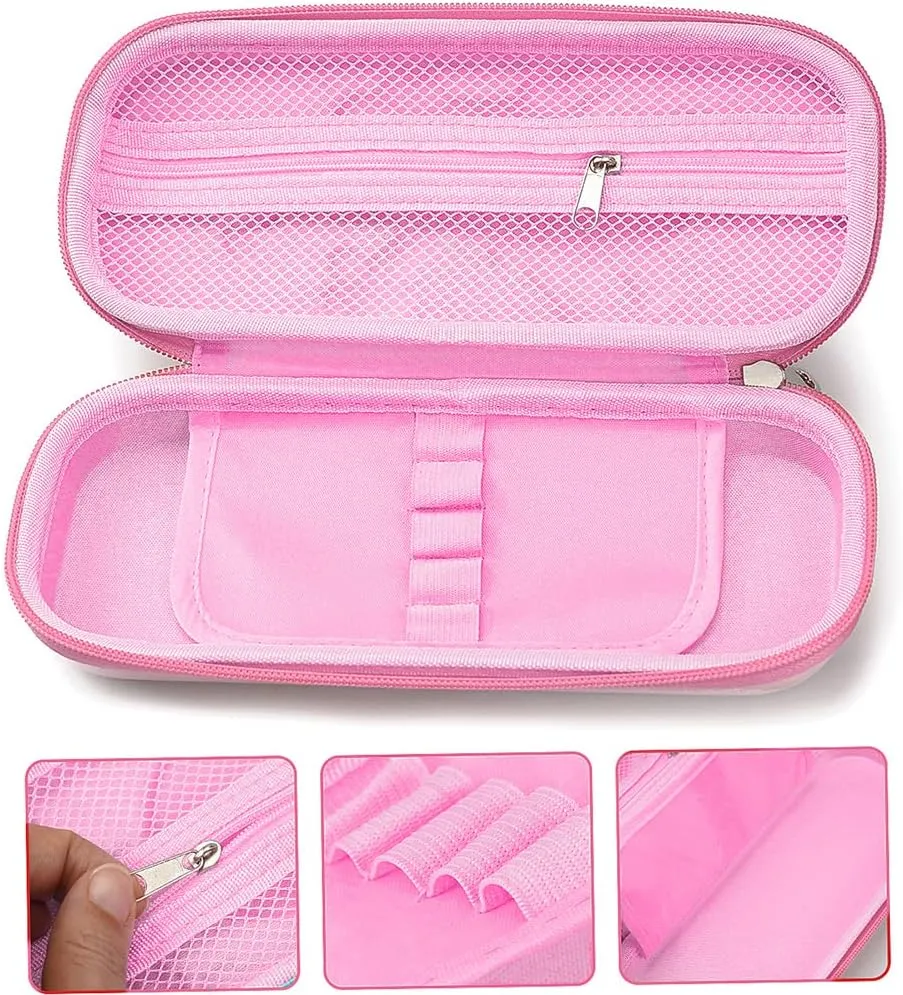3D Ice Cream Pencil Case for Kids Girls, Waterproof Pencil Box with Compartments Pen Pouch (Pink)