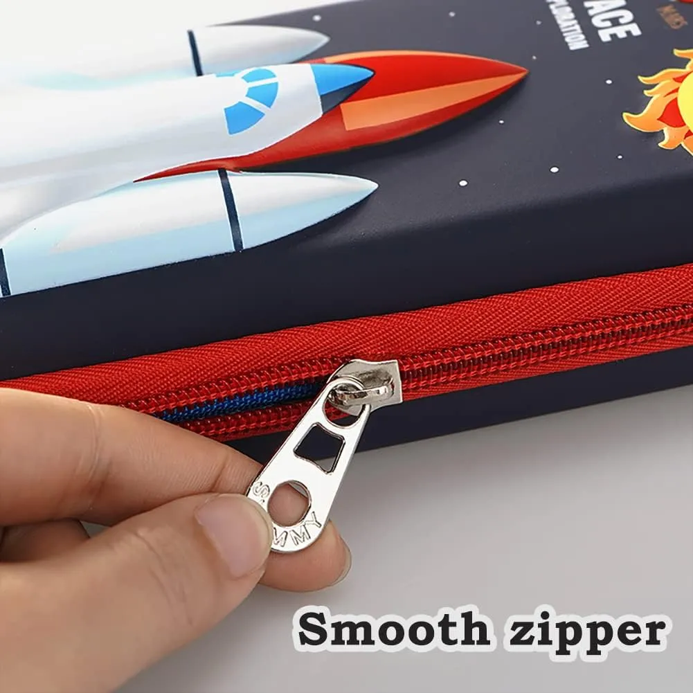 3D Space Shuttle Pencil Case for Kids Boys, Waterproof Pencil Box with Compartments Pen Pouch