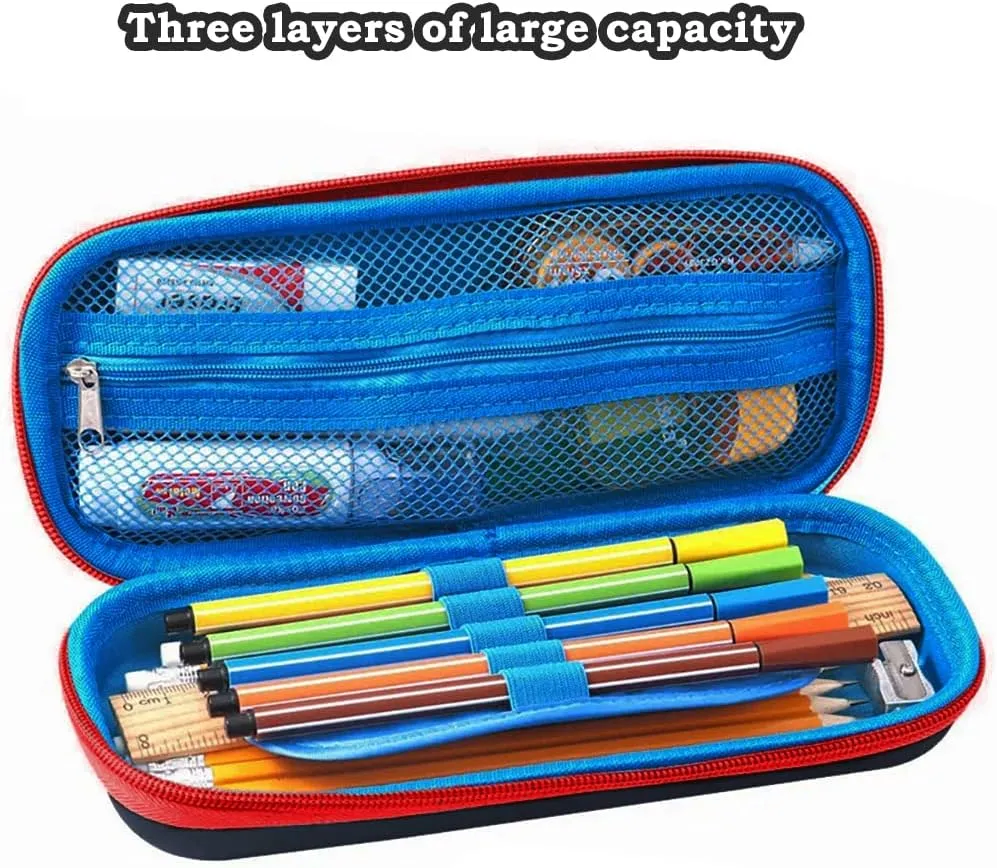 3D Space Shuttle Pencil Case for Kids Boys, Waterproof Pencil Box with Compartments Pen Pouch