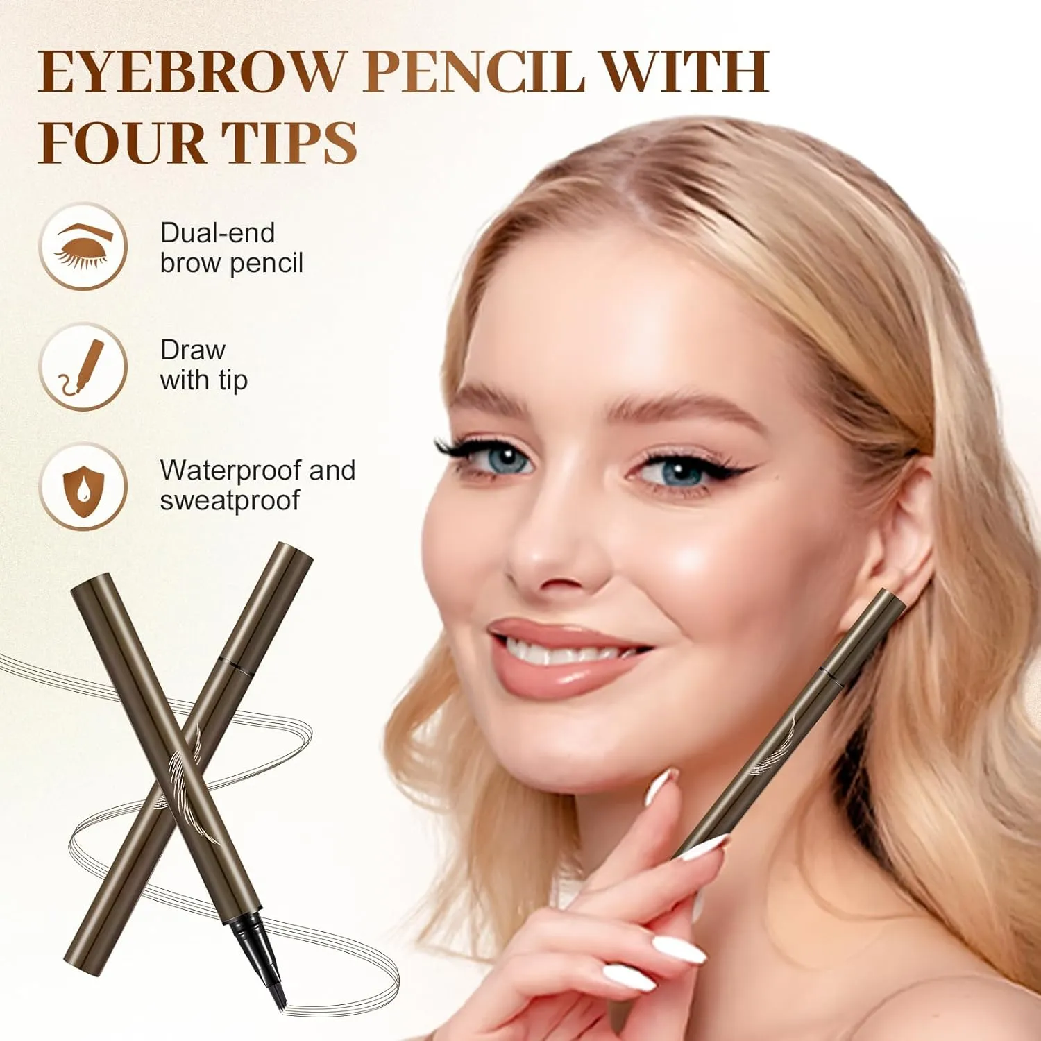 3D Waterproof Magic Eyebrow Pencil, 2025 New Eyebrow Microblading Pen, Waterproof and Last All Day 4 Tip Brow Pencil with Precise Tip for Makeup Last All Day (#03)