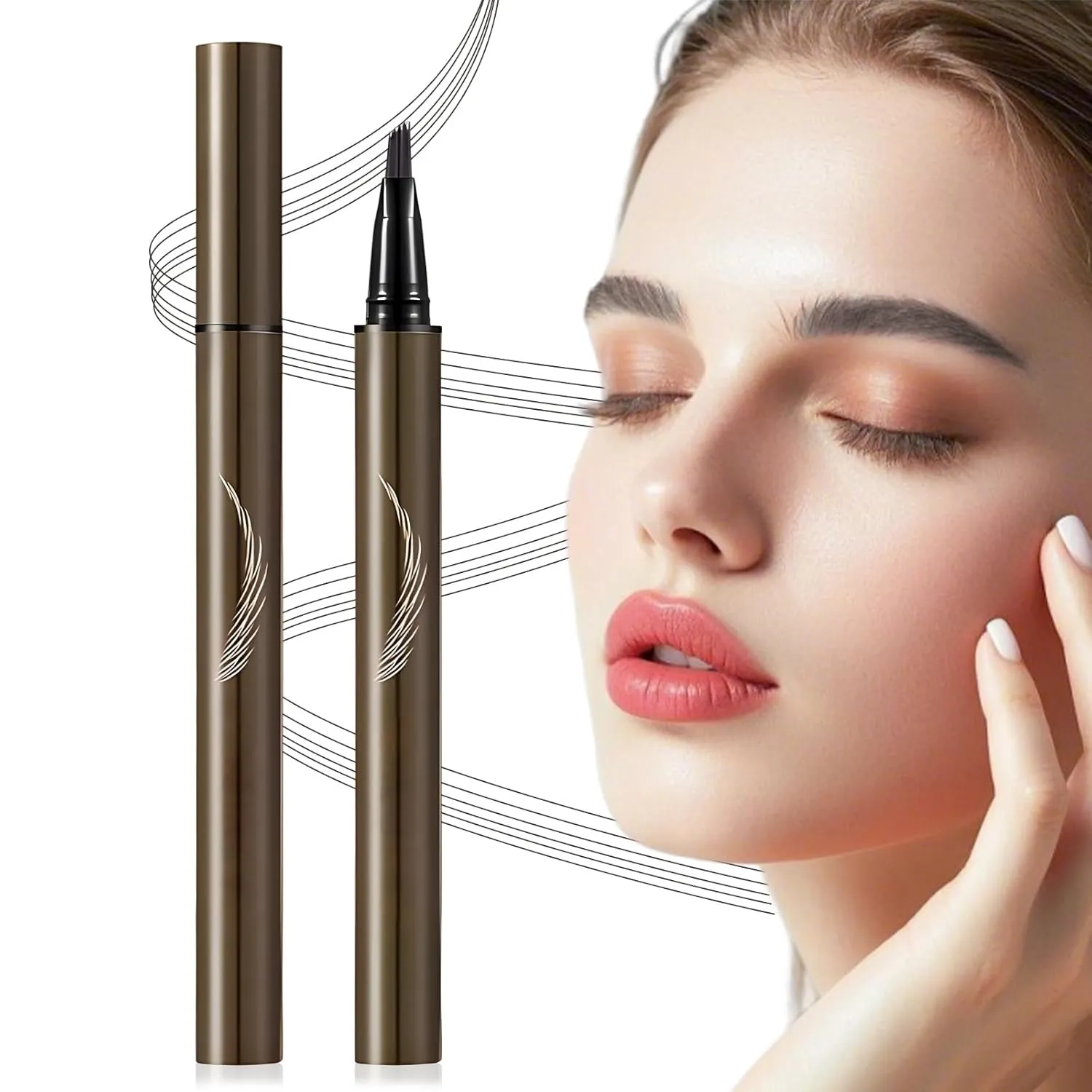 3D Waterproof Magic Eyebrow Pencil, 2025 New Eyebrow Microblading Pen, Waterproof and Last All Day 4 Tip Brow Pencil with Precise Tip for Makeup Last All Day (#03)