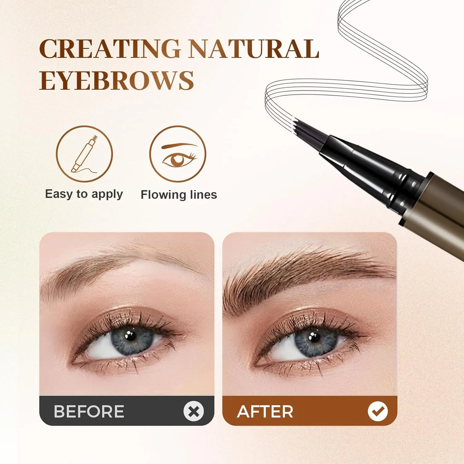 3D Waterproof Magic Eyebrow Pencil, 2025 New Eyebrow Microblading Pen, Waterproof and Last All Day 4 Tip Brow Pencil with Precise Tip for Makeup Last All Day (#03)
