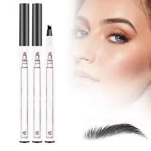 3D Waterproof Microblading Eyebrow Pen, 2025 New Eyebrow Pen Pencil Natural Makeup Fine Stroke Eyebrow Pencil, 4 Tipped Eye Brown Makeup Long-Lasting Waterproof Eyebrow Pencils for Women (Black)
