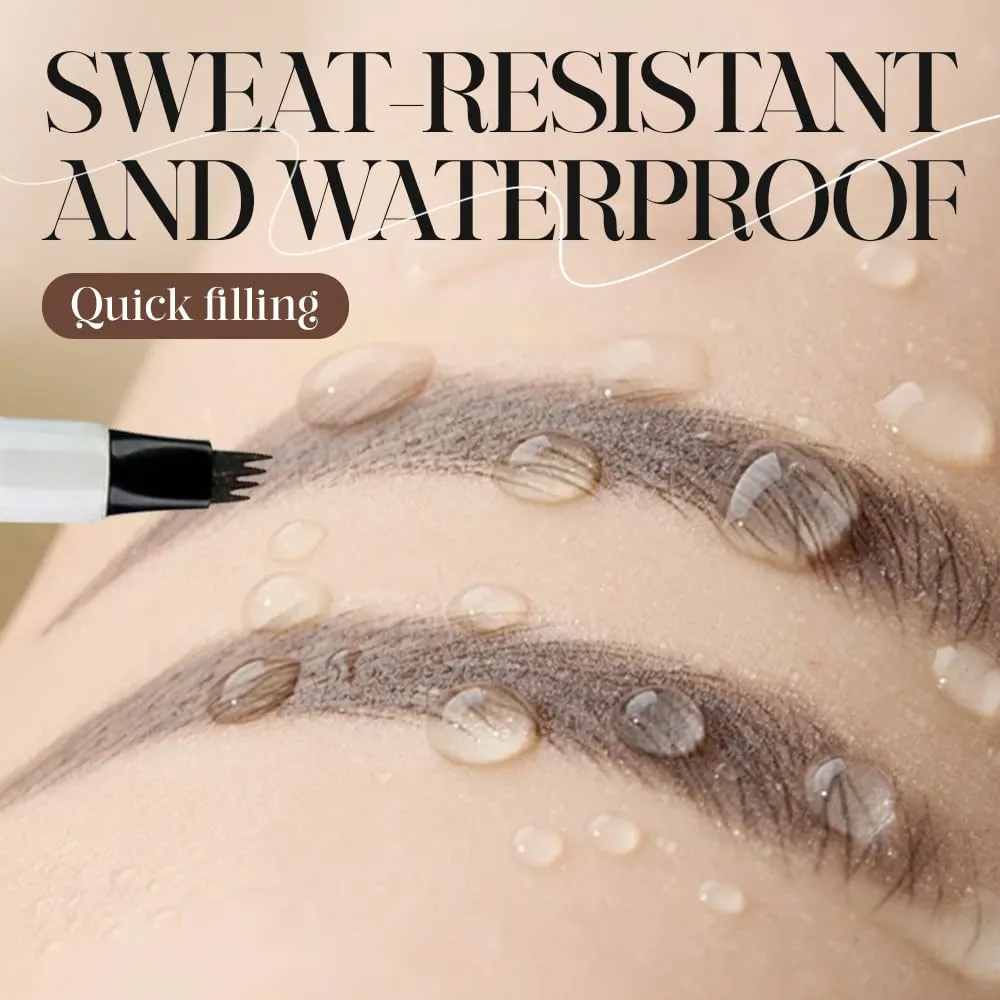 3D Waterproof Microblading Eyebrow Pen, 2025 New Eyebrow Pen Pencil Natural Makeup Fine Stroke Eyebrow Pencil, 4 Tipped Eye Brown Makeup Long-Lasting Waterproof Eyebrow Pencils for Women (Black)