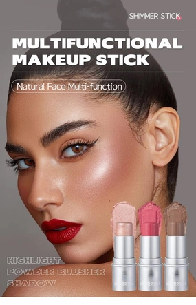 3D Contour & Highlight Stick - Multi-Face Sculpting Duo for Cheeks, Nose & Under-Eyes (# A set)