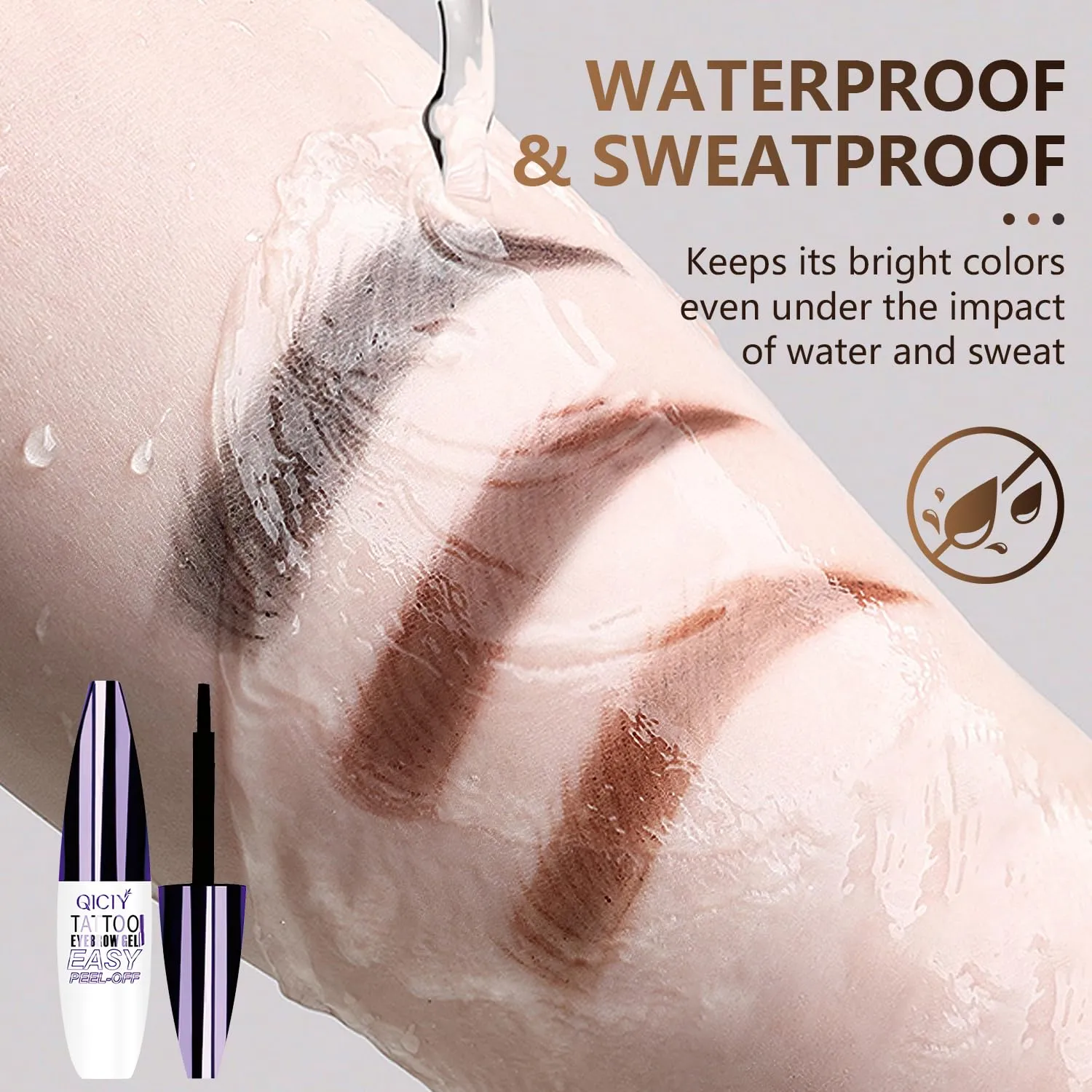 3PCS QICIY Easy Peel-Off Eyebrow Gel- QICIY Peel Off Tattoo Eyebrow Eye Brow Tint Waterproof & Sweatproof For All Skin Tones (All)