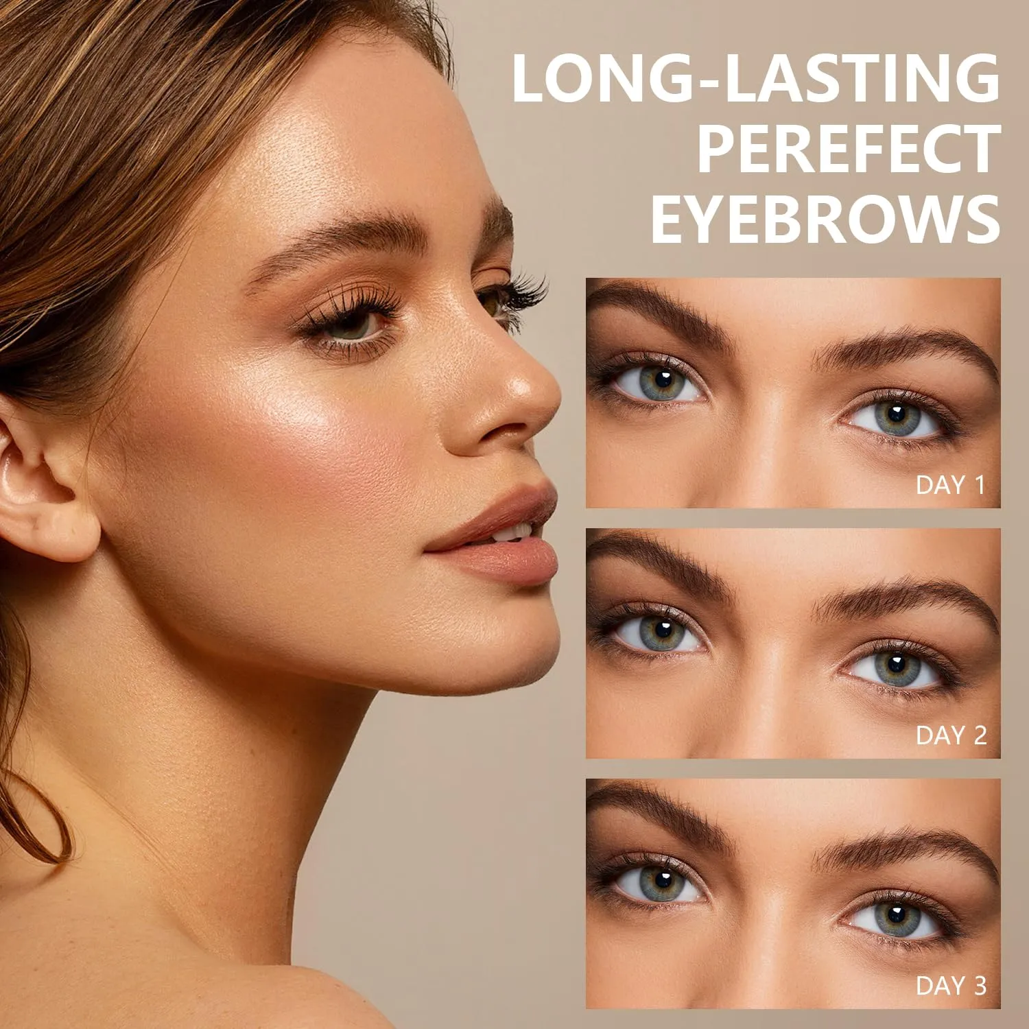3PCS QICIY Easy Peel-Off Eyebrow Gel- QICIY Peel Off Tattoo Eyebrow Eye Brow Tint Waterproof & Sweatproof For All Skin Tones (All)