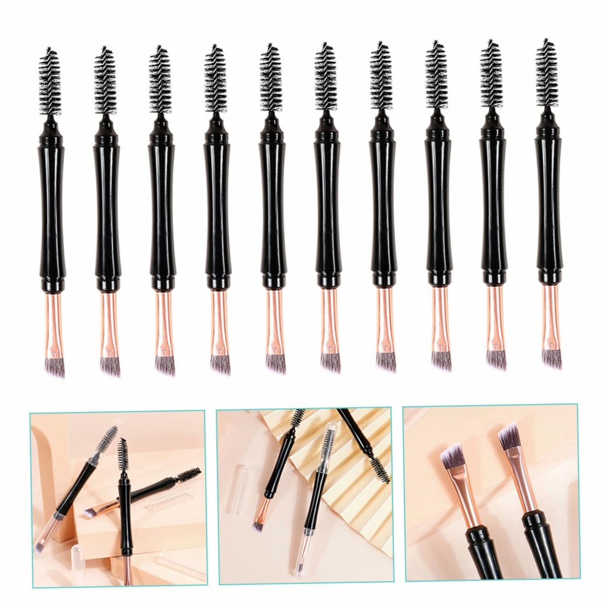 3sets Professional Eyebrow Makeup Tools Dual Tip Brow Brush Set 10pcs*3
