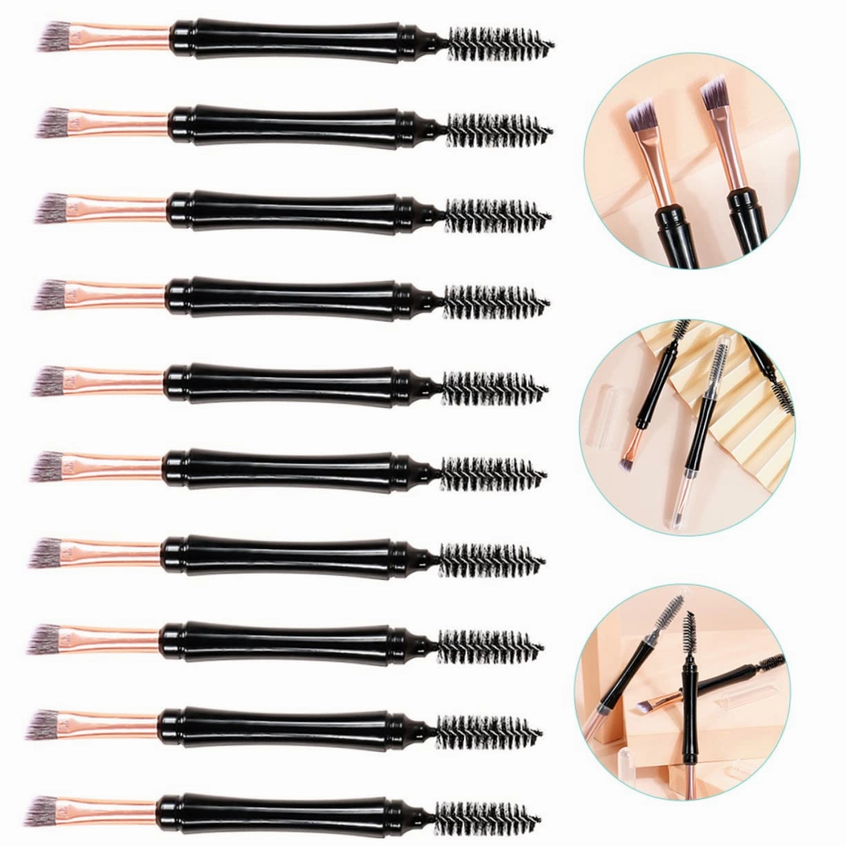 3sets Professional Eyebrow Makeup Tools Dual Tip Brow Brush Set 10pcs*3