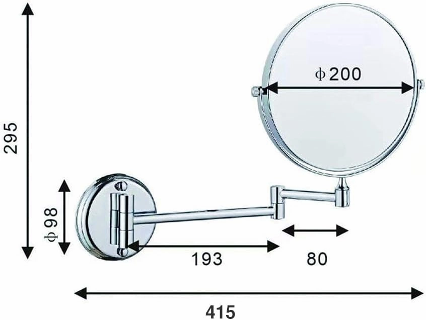 3X Magnifying Wall Mounted Makeup Mirror, Wall Mounted Vanity Cosmetic Mirror Two-Sided 360°Swivel Bathroom Adjustable Extension,8inchchrome(8inchchrome)