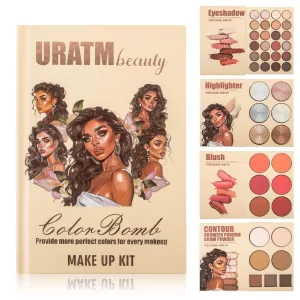 4-Layer Multi - Functional Beauty Book Kit- Style Makeup Palette Ingeniously Combines Eyeshadows, Blushes, Highlighters, Contour Powders In One,Best Choice for A Gift for Women (U103B)
