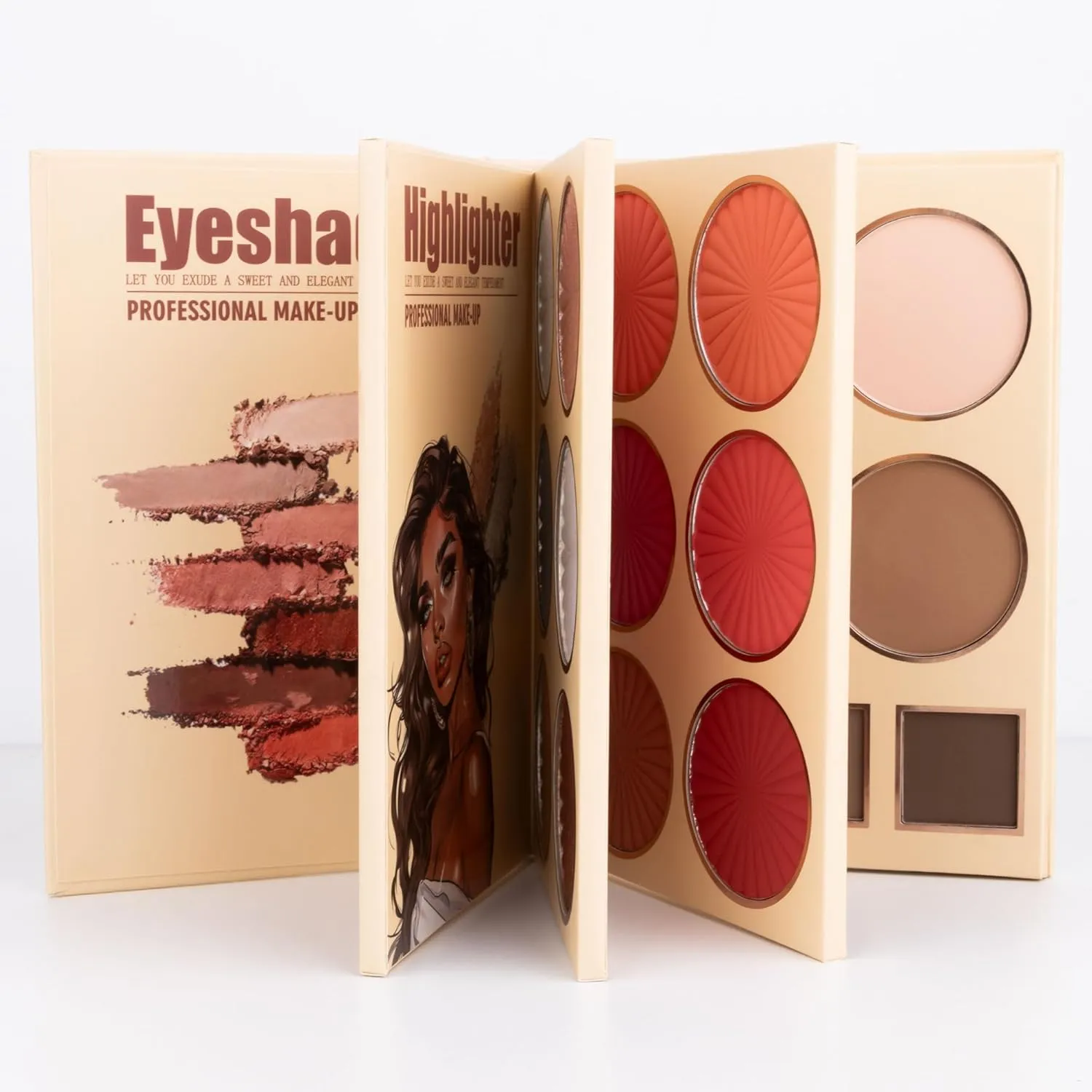 4-Layer Multi - Functional Beauty Book Kit- Style Makeup Palette Ingeniously Combines Eyeshadows, Blushes, Highlighters, Contour Powders In One,Best Choice for A Gift for Women (U103B)