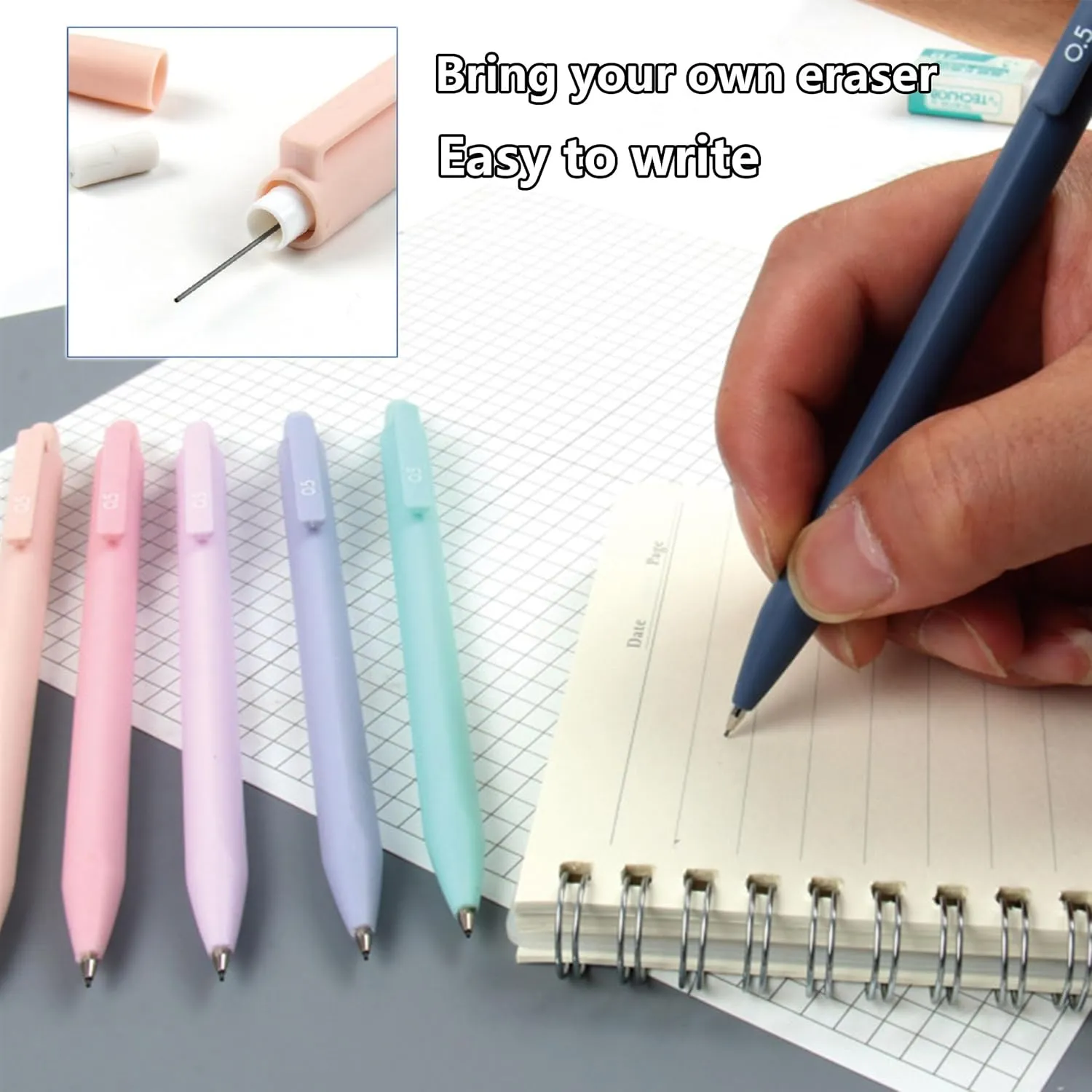 42 Pcs Big Capacity Pencil Pouch with Aesthetic School Supplies, 12 Pastel Highlighters, 5 Black Ink Gel Pens, 6 Mechanical Pencils Set 0.5 & 0.7mm, Sticky Notes, Stationary Set for Student(Blue)