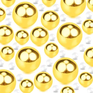 420Pieces Floating NO Hole Pearls and 2800 Pieces Water Beads for Centerpiece Glass Vases,Floating Gold Plated Pearls Beads for Tall Vase Filler Floating Candles for Wedding