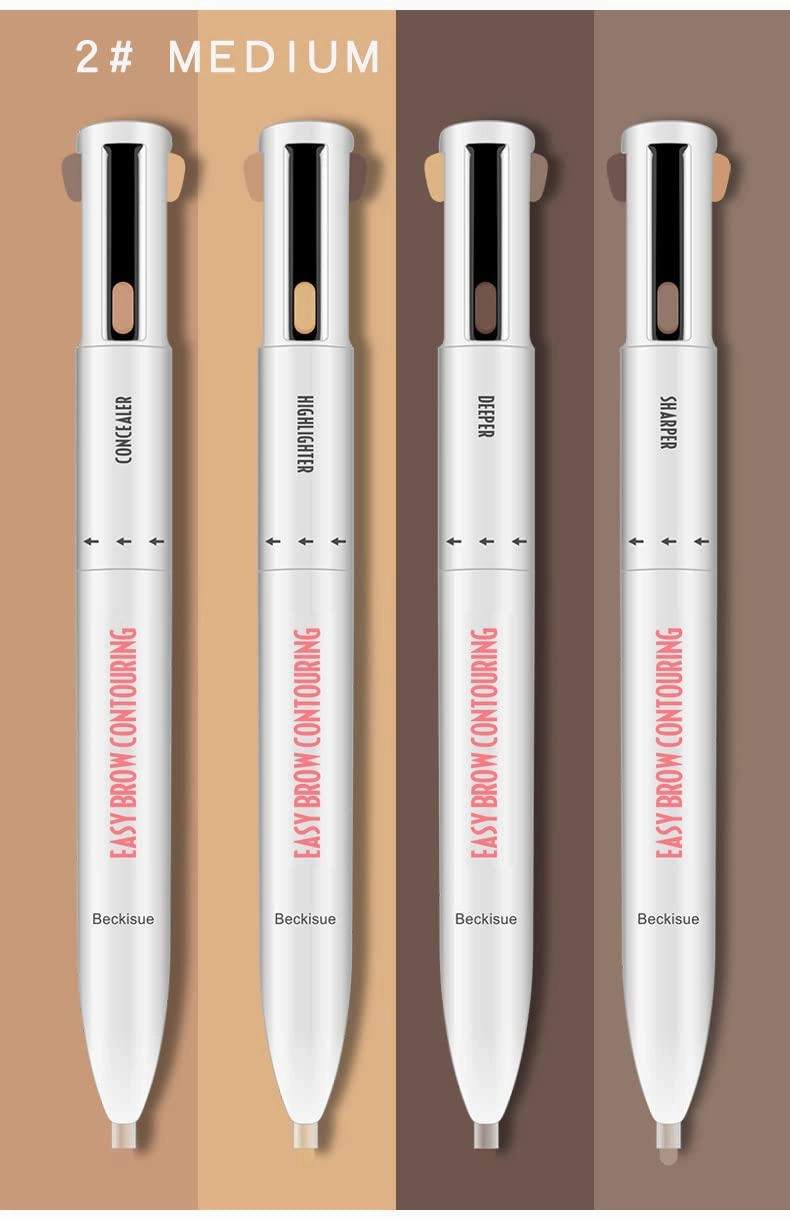 4-in-1 Defining & Highlighting Brow Pencil, Brow Contour Pro, 4 in 1 Brow Contour Highlight Pen (3pcs,2# Medium)