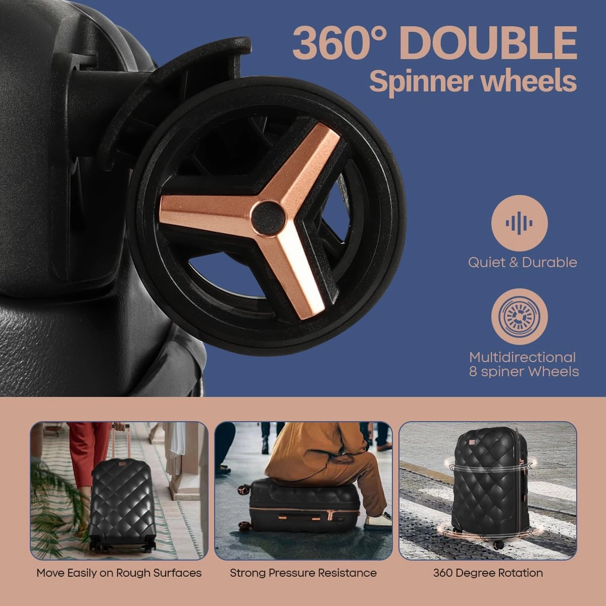 4 Piece Luggage Set,Lightweight Carry on Luggage,Carry on Suitcase,Polycarbonate Expandable Hard Case Luggage with Wheels,Travel Pro Carry-On Luggage,TSA LOCK,BLACK