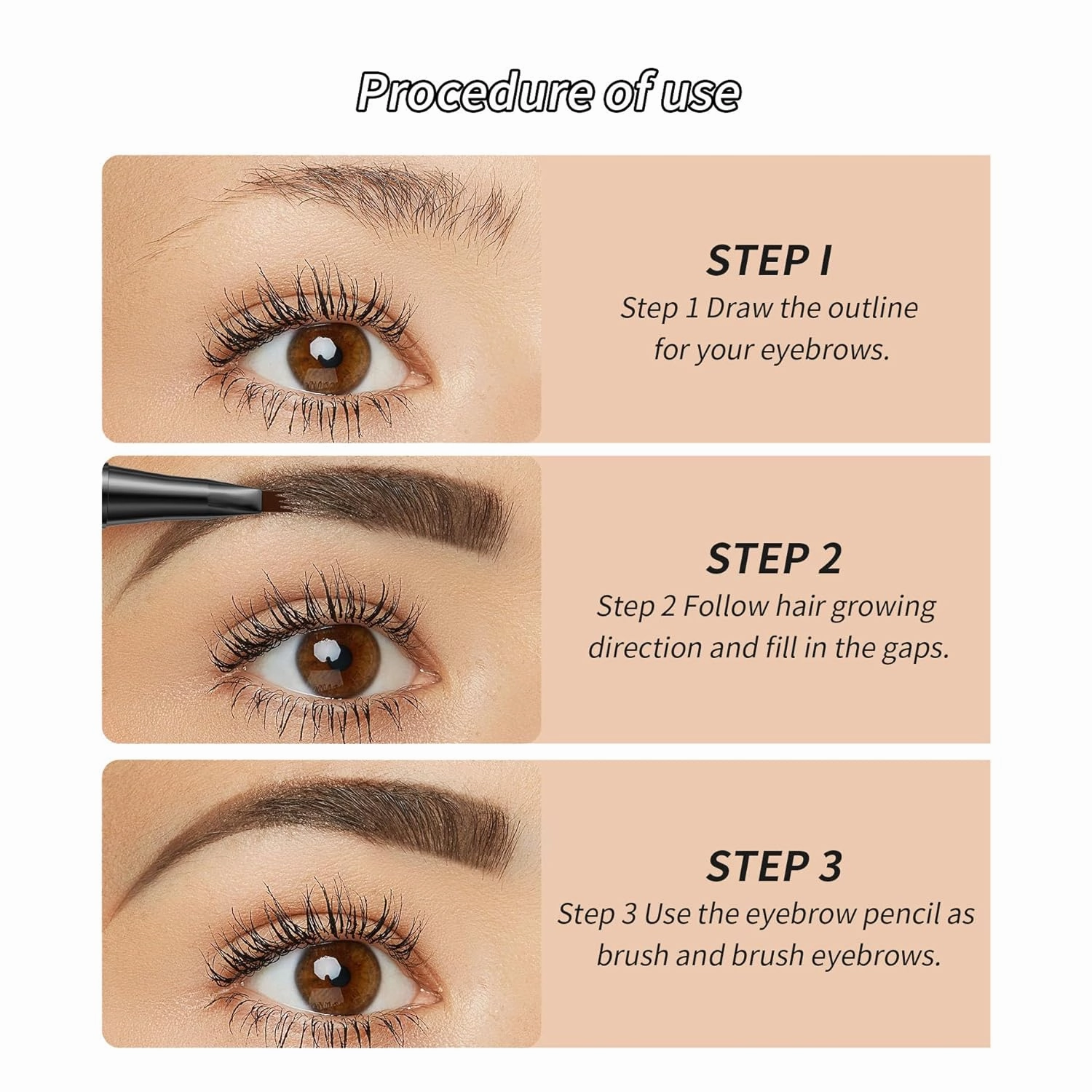 4-Tip Eyebrow Pen, 6 Colors Waterproof Long-Lasting Brow Pencil, Professional Makeup Tool (2#Dark Brown)
