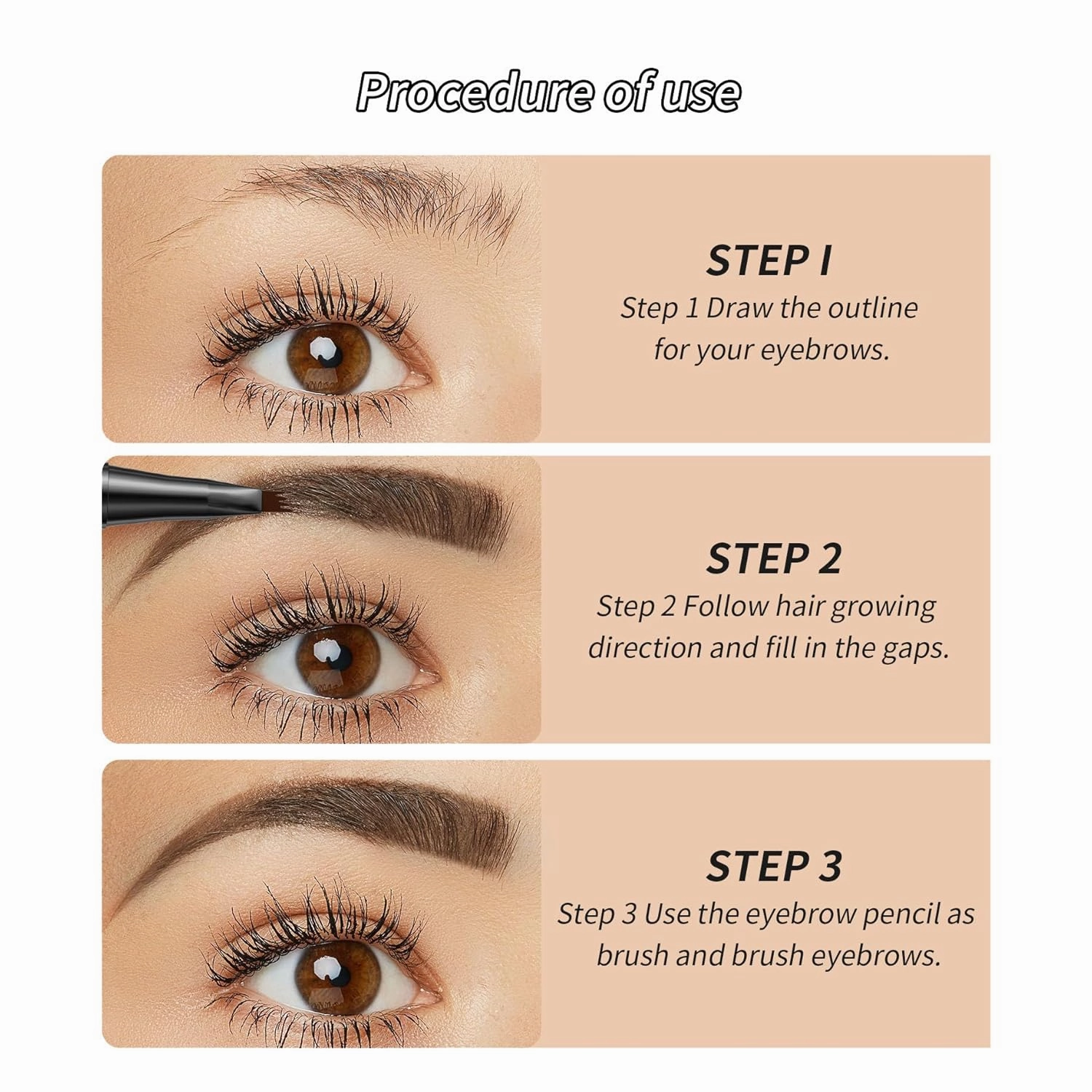 4-Tip Eyebrow Pen, 6 Colors Waterproof Long-Lasting Brow Pencil, Professional Makeup Tool (4#Black)