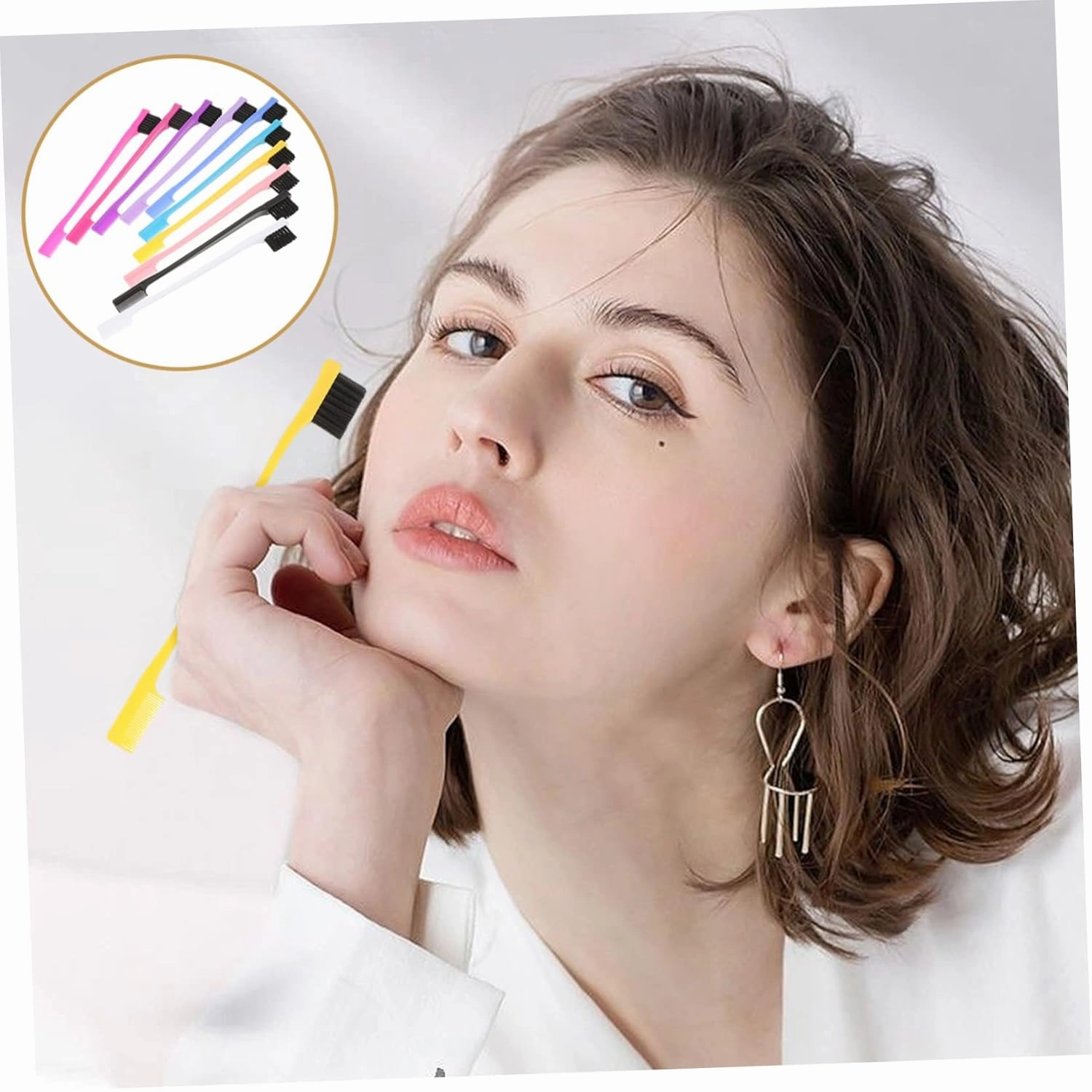 50pcs Dual Tip Eyebrow Brush Lash Comb Portable Eyebrow Spoolie Brush Beauty Tool for All Makeup