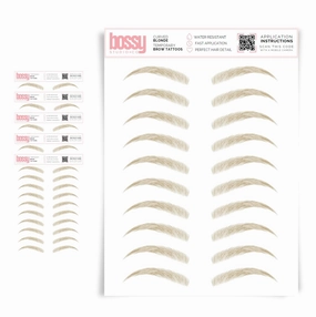5 Pack Temporary Eyebrow Tattoos Waterproof Eyebrow Stickers, False Tattoos Hair Like Peel Off Instant Transfer Brows For Women And Men | Natural Strokes, Shaping (curved, blonde)