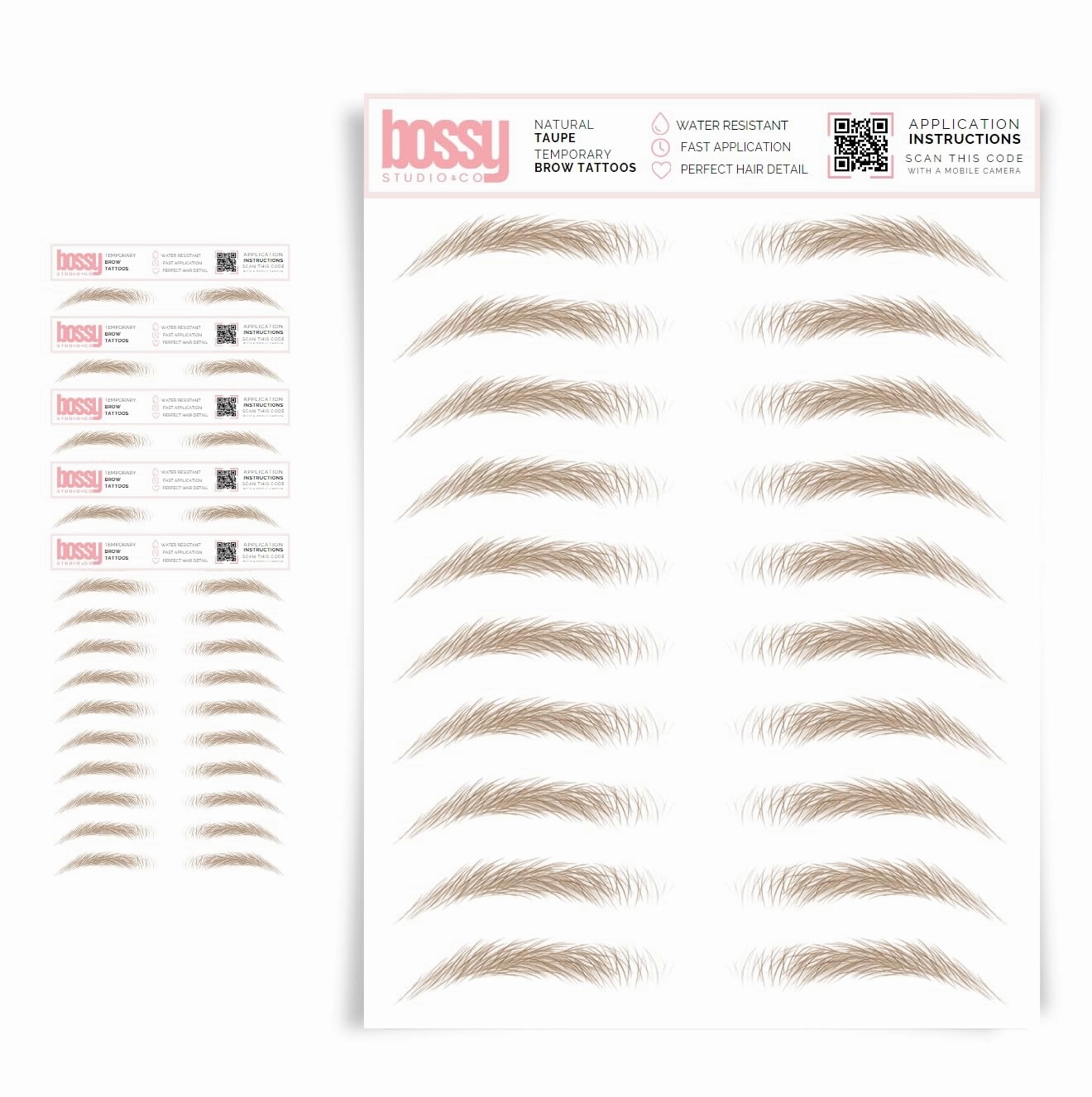 5 Pack Temporary Eyebrow Tattoos Waterproof Eyebrow Stickers, False Tattoos Hair Like Peel Off Instant Transfer Brows For Women And Men | Natural Strokes, Shaping (natural, taupe)