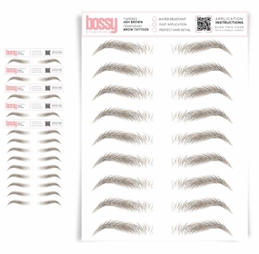 5 Pack Temporary Eyebrow Tattoos Waterproof Eyebrow Stickers, False Tattoos Hair Like Peel Off Instant Transfer Brows For Women And Men | Natural Strokes, Shaping (tapered, ash brown)