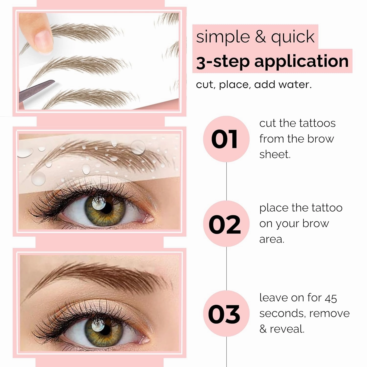 5 Pack Temporary Eyebrow Tattoos Waterproof Eyebrow Stickers, False Tattoos Hair Like Peel Off Instant Transfer Brows For Women And Men | Natural Strokes, Shaping (tapered, taupe)