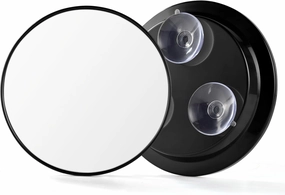6" 15X Large Glass Magnifying Mirror with Three Suction Cups,Magnifier Travel Set,Perfect for Bathroom,Travel,Makeup,Eyebrow Shaping,and Eye Makeup (Black)