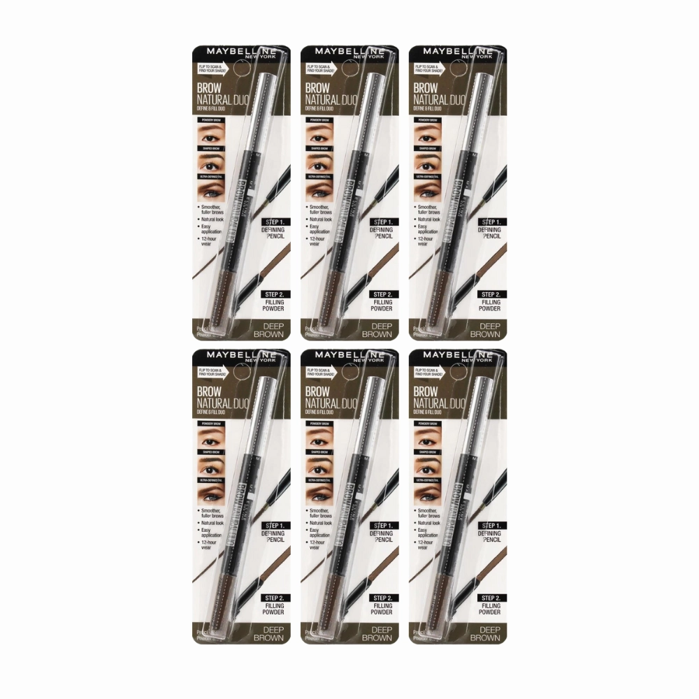 6x Maybelline Brow Natural Duo Define & Fill Duo Deep Brown 0.15g