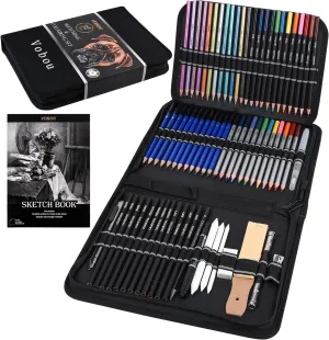 72pcs Art Supplies Set, Colored Drawing Pencils Kit Sketching, Graphite Pencils With Convenient Case, Ideal School Art Supplies for Artists Adults Teens Beginner, Ideal for Shading, Blending