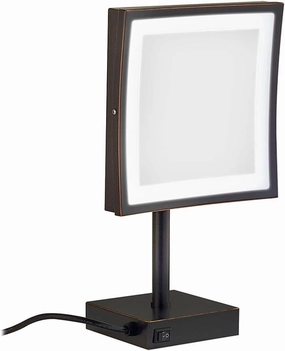 8.5 Inch Makeup Mirrors, Vanity LED Lighted Brass Adjustable Standing Cosmetic 3X Magnifying with Switch Plug(Black)