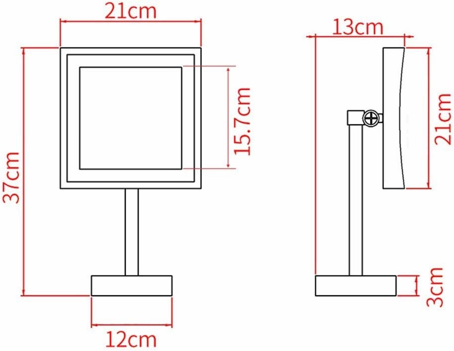 8.5 Inch Makeup Mirrors, Vanity LED Lighted Brass Adjustable Standing Cosmetic 3X Magnifying with Switch Plug(Black)