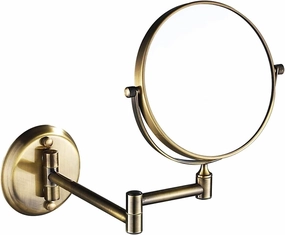 8'' Brass Wall Mounted Makeup Mirror, Double-Sided 1X/5X Magnifying Folding Shaving Mirror, 360° Swivel