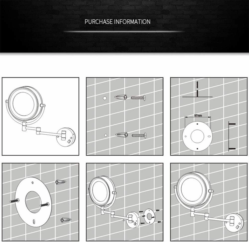 8 in Wall Mounted Makeup Mirror, Makeup Mirror for Bathroom with LDE Lights, 360 Degree Swivel, Two-Sided Extendable, 9-Inch Extension, for Girls