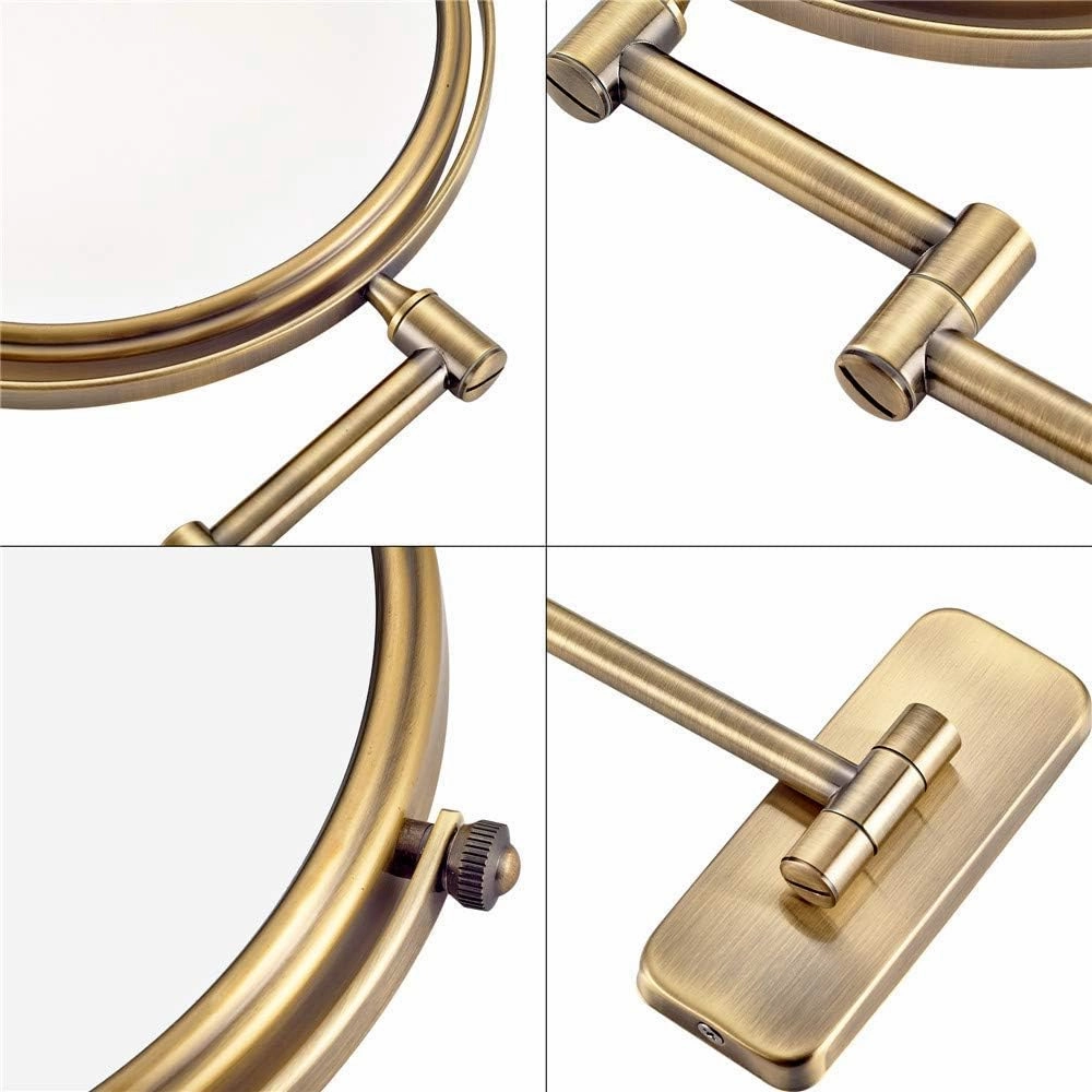 8 Inch Bathroom Vanity Mirrors, Wall Mounted Magnifying Sturdy Double Sided Adjustable Cosmetic Shaving Makeup(Bronze,5X)