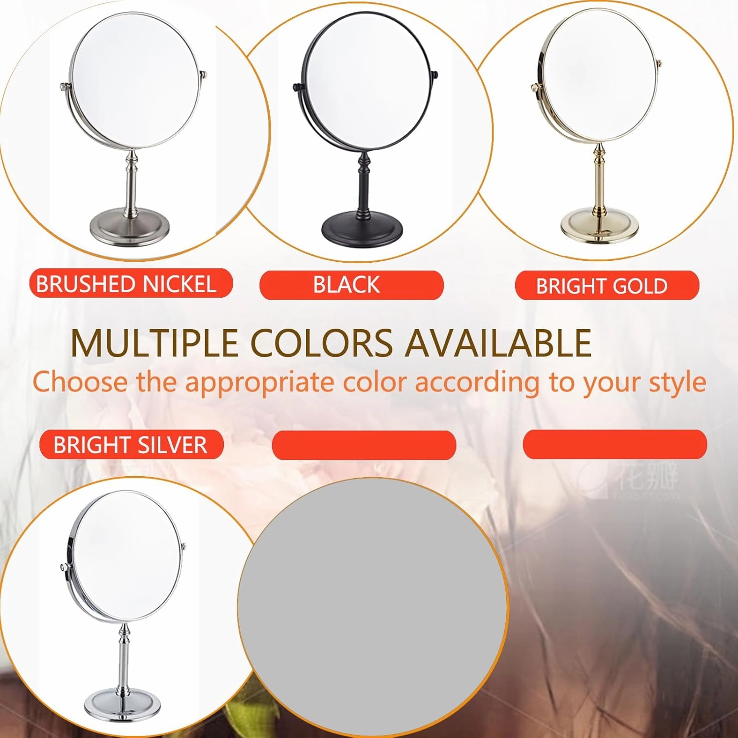 8 Inch Countertop Makeup Mirrors, Double Sided Standing Vanity Mirror with Magnification, 360° Swivel Tabletop Cosmetic Shaving Mirrors,for Bathroom or Bedroom,5X,Antique Bronze