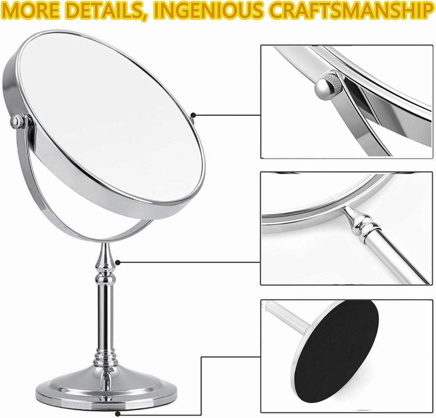 8 Inch Countertop Makeup Mirrors, Double Sided Standing Vanity Mirror with Magnification, 360° Swivel Tabletop Cosmetic Shaving Mirrors,for Bathroom or Bedroom,5X,Antique Bronze