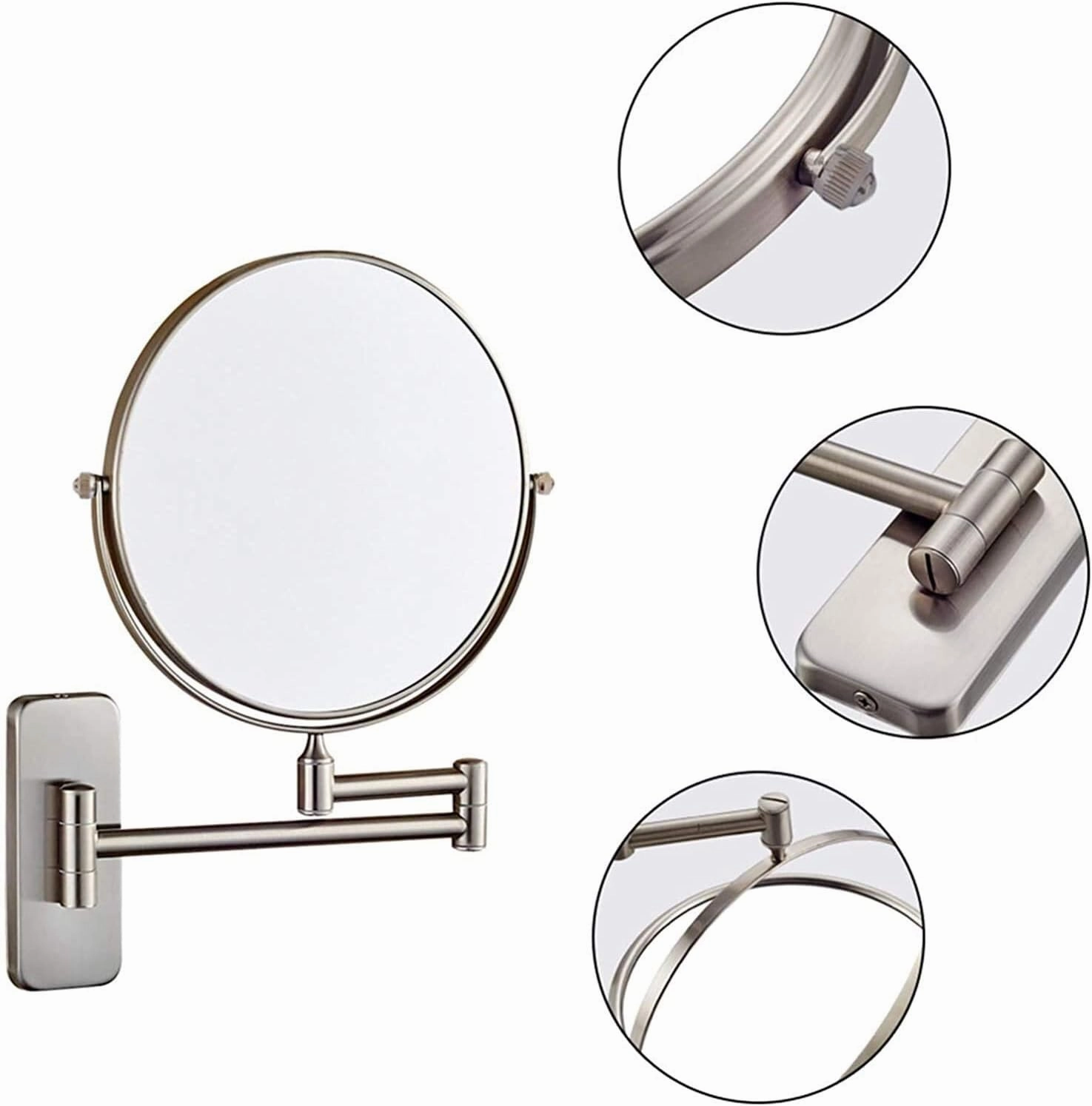 8 Inch Makeup Mirrors, Double Sided Brass Magnifying Mirror, Extendable Folding 360° Swivel Vanity Shaving Mirrors(1,5X)