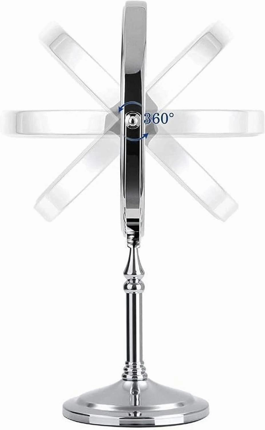 8 Inch Standing Makeup Mirrors, Double Sided Magnification and Regular 360 Rotating Brass Vanity Cosmetic(Chrome,10X)