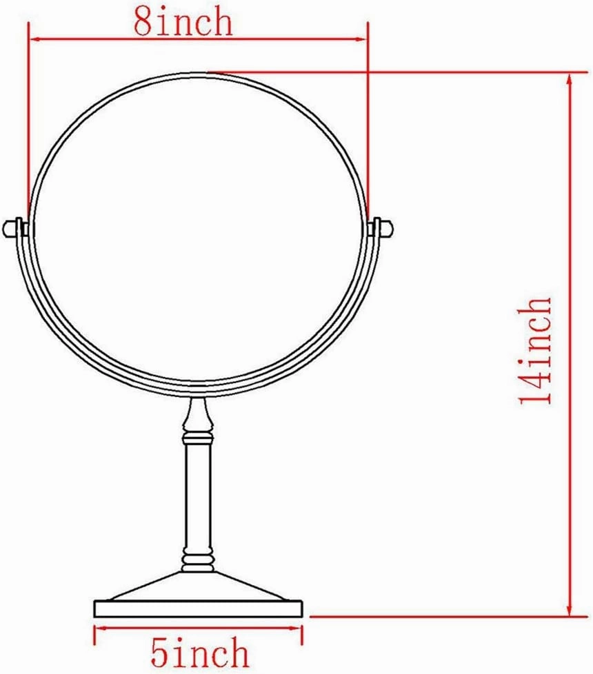 8 Inch Standing Makeup Mirrors,Double Sided Magnification and Regular 360 Rotating Brass Vanity Cosmetic,Gold,3X