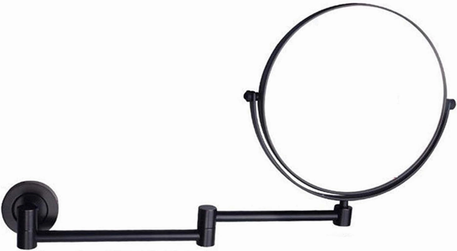 8-Inch Wall-Mounted Makeup Mirror, Brass Double-Sided Magnifying Shaving Mirror, Extendable 360° Swivel for Bathroom, Hotel, and Home(5X)