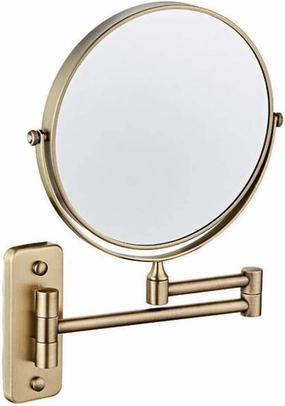8-Inch Wall-Mounted Makeup Mirror with 5X Magnification, 360° Swivel, Extendable Arm, Silver Finish