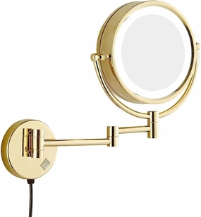8" LED Wall Mounted Makeup Mirror, 1X/3X/5X/7X/10X Magnification, Adjustable LED Light Touch Screen, 360° Rotation, Green Bronze Finish(Glod,3X)