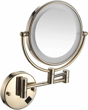 8" LED Wall Mounted Makeup Mirror, 1X/3X/5X/7X/10X Magnification, Adjustable LED Light Touch Screen, 360° Rotation, Green Bronze Finish(Nickel,3X)