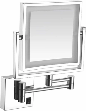 8" LED Wall-Mounted Makeup Mirror, 360° Swivel Extendable, 3X Magnifying Double-Sided Lighted Vanity Mirror for Makeup, Shaving Grooming(Silver,USB)