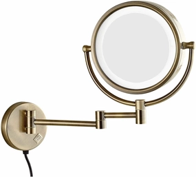 8" LED Wall Mounted Makeup Mirror, 360° Swivel Extendable, Double-Sided 1X/3X/5X/7X/10X Magnifying Vanity Mirror with Chrome Finish(Green Bronze,3X)