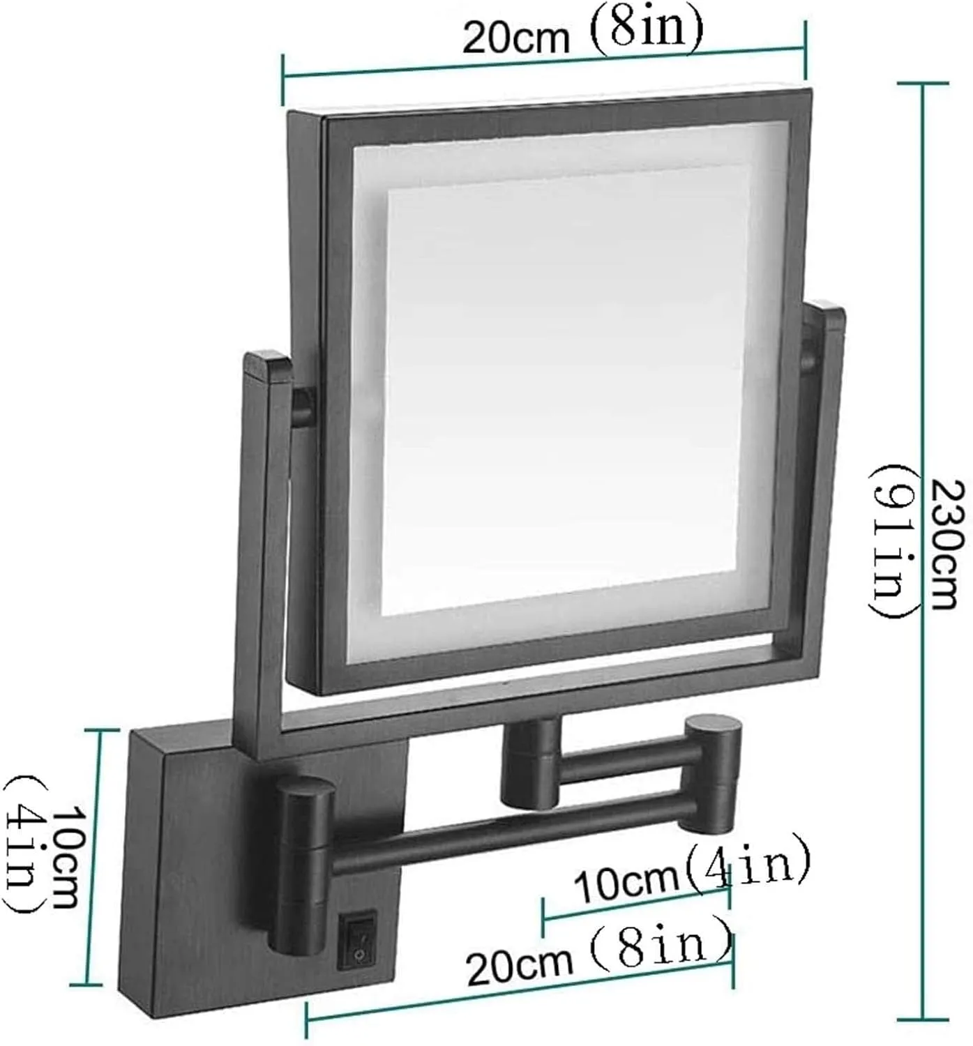 8" LED Wall-Mounted Makeup Mirror, 360° Swivel Extendable, 3X Magnifying Double-Sided Lighted Vanity Mirror for Makeup, Shaving Grooming(Nickel,Plug)