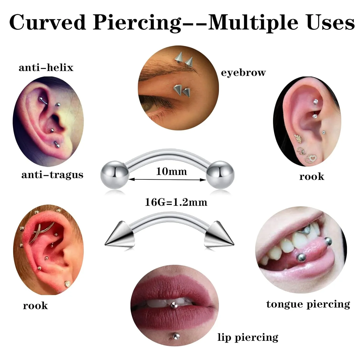 90PCS Piercing Kit, Stainless Steel 14G 16G 18G Piercing Needles Kit Ear Nose Tongue Tragus Cartilage Daith Eyebrow Belly Button Rings Lip Nipple Clear Retainer Piercing Jewelry