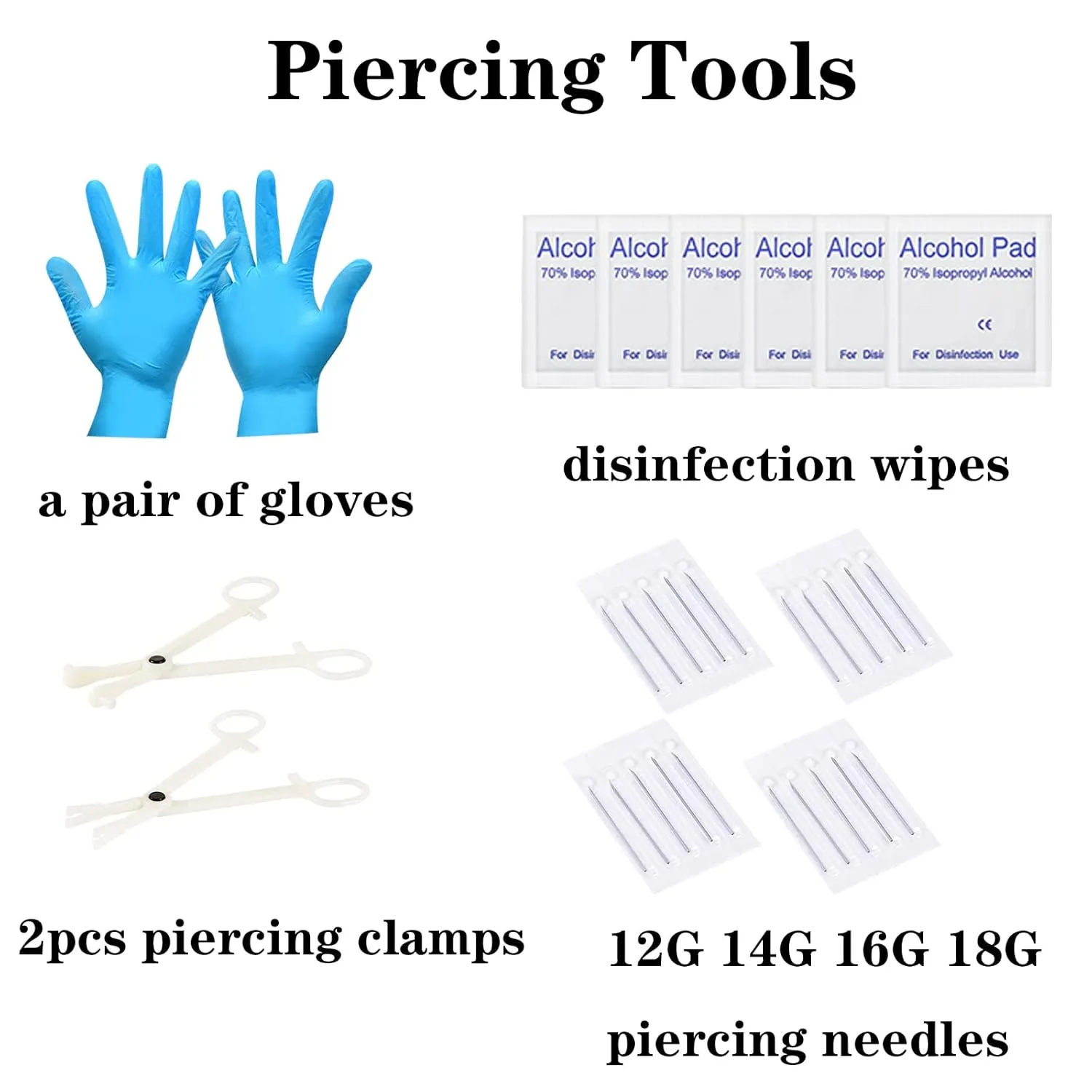90PCS Piercing Kit, Stainless Steel 14G 16G 18G Piercing Needles Kit Ear Nose Tongue Tragus Cartilage Daith Eyebrow Belly Button Rings Lip Nipple Clear Retainer Piercing Jewelry