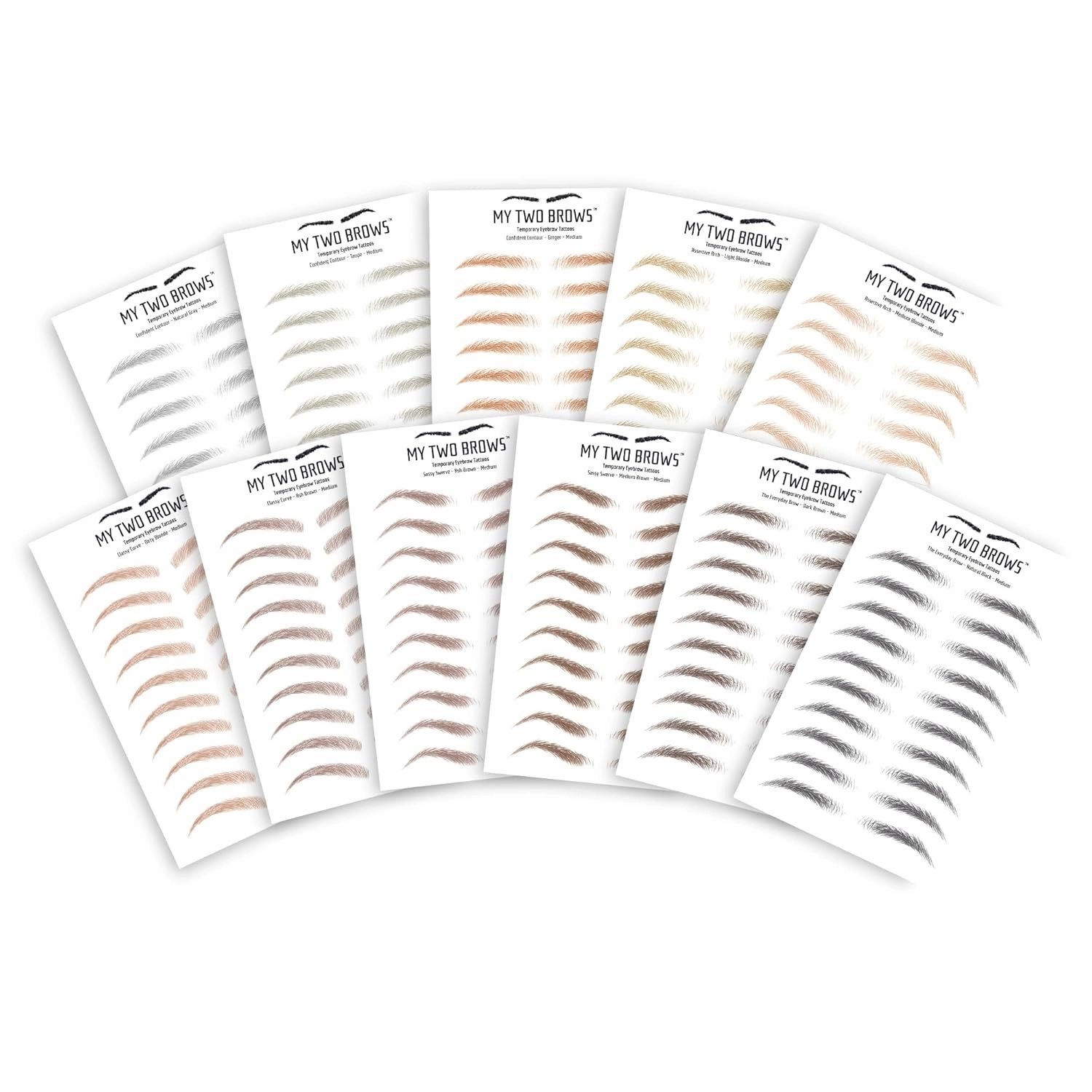 (10 pairs) Dirty Blonde Temporary Eyebrow Tattoo - Medium Size - Waterproof & Smudgeproof - Everyday Brow Style Eyebrow Stickers - Sheet Lasts up to 30 Days - Won't Work on Existing Brows
